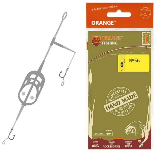 Оснастка карповая ORANGE 56 Hand Flat Method Leadcore, для бойла, 60 гр., в уп. 1 шт.