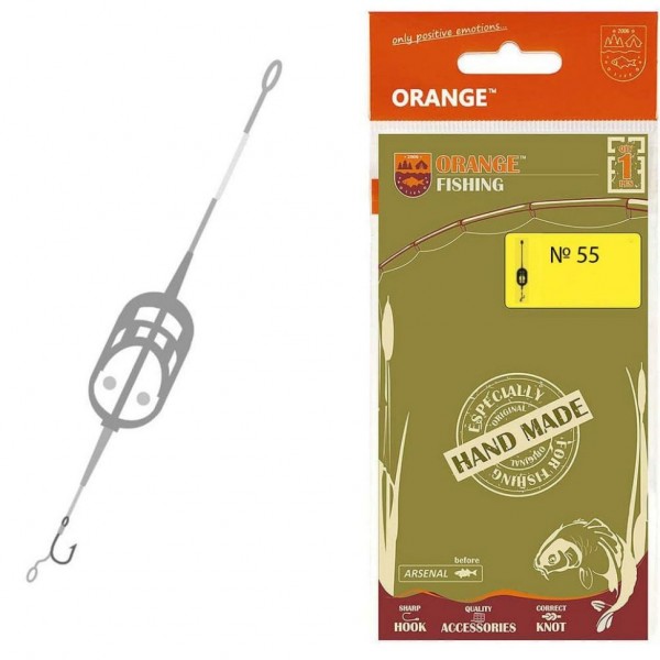 Оснастка карповая ORANGE 55 Hand Flat Method Leadcore, для бойла, 40 гр., в уп. 1 шт.