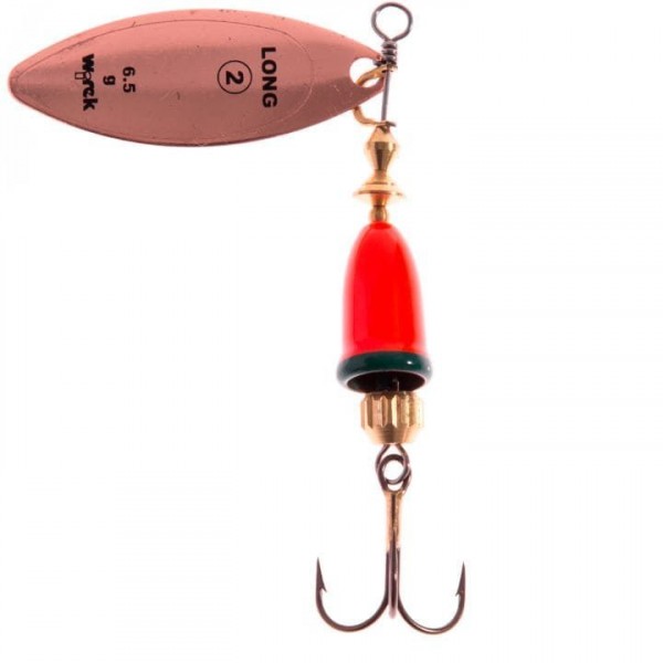 Блесна Wirek Long Bell Body 2 6.5gr, Copper, Fluo Red body