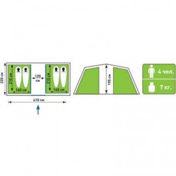 Палатка туристическая Аtemi SELIGER 4CX двухслойная, 4-х местная