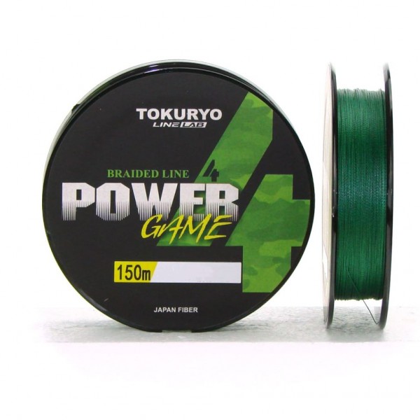 Леска плетеная Tokuryo Power Game PE 4X Dark Green (темно зеленый), 150 м 0,382мм