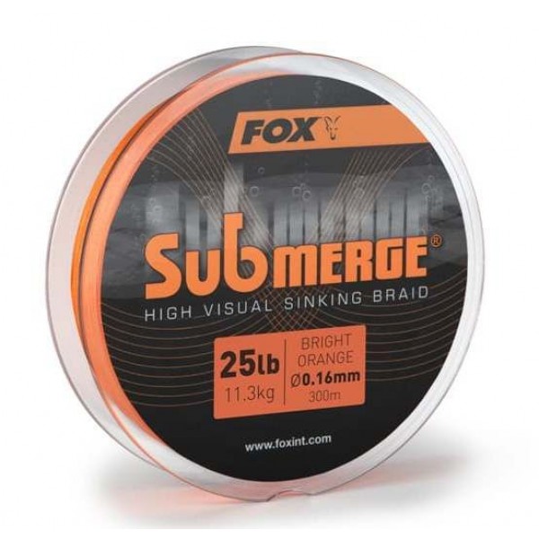 Тонущий плетеный шнур FOX Sub bright orange sink braid 300м, 0.16mm