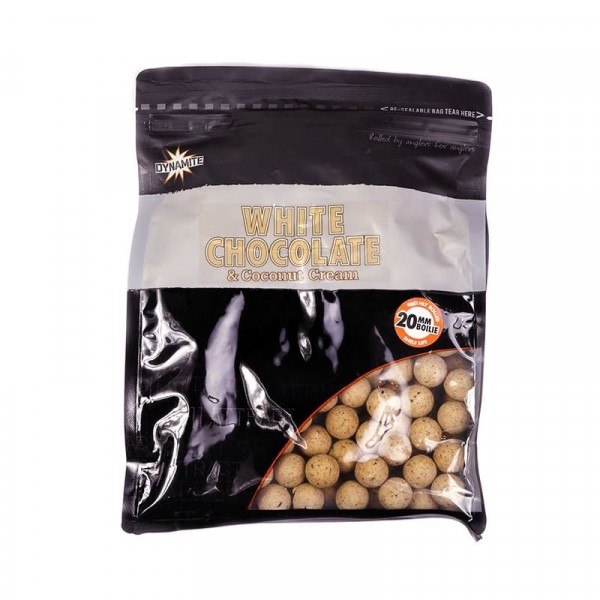 Бойлы тонущие Dynamite Baits 1кг, 20мм White Chocolate & Coconut Cream