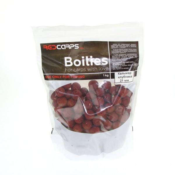 Бойлы Red Carps 21мм 1кг Кальмар клубника