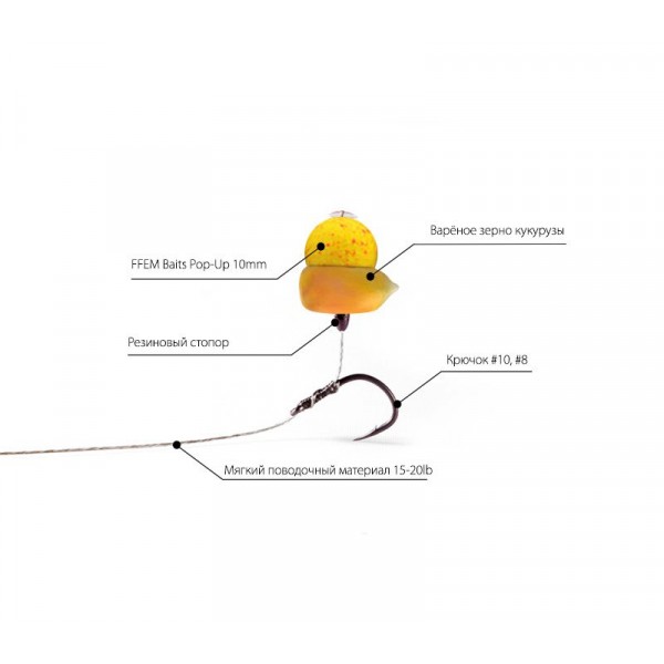 Бойлы плавающие FFEM Pop-Up Frostberry 10mm yellow 55шт.