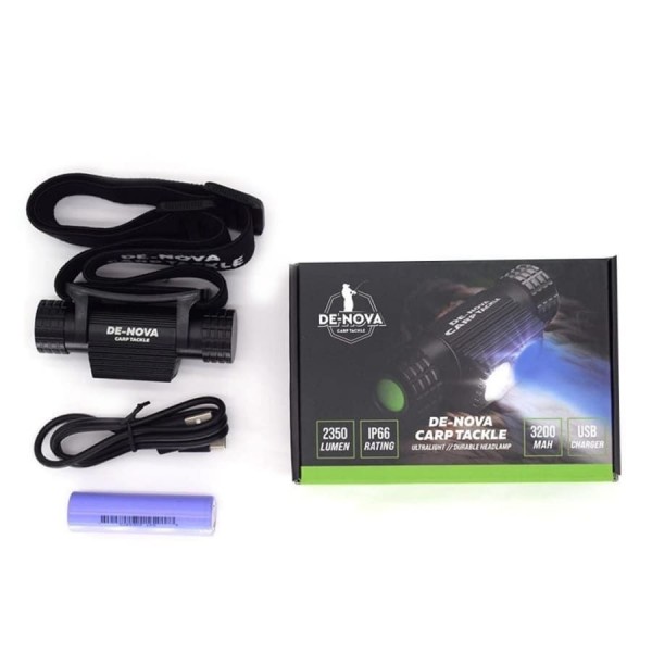 Фонарик налобный De-Nova Carp Tackle 2500 Lumen (Белый и синий свет) 