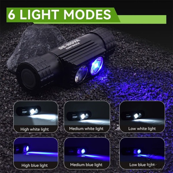 Фонарик налобный De-Nova Carp Tackle 2500 Lumen (Белый и синий свет) 