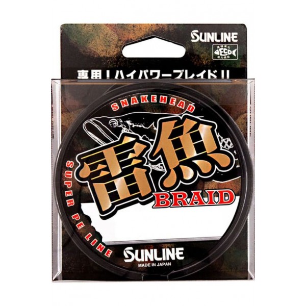 Плетеный шнур Sunline Snakerhead Braid 100m (HG) 66LB, 6PE, 33kg, Stealth black color