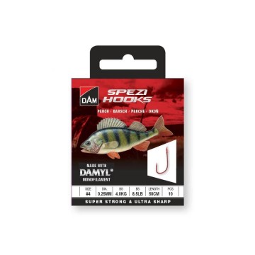 Крючки с поводками на окуня DAM SPEZI PERCH №12 / 0.16MM / 1.8KG / 4LBS / 50CM / 10PCS
