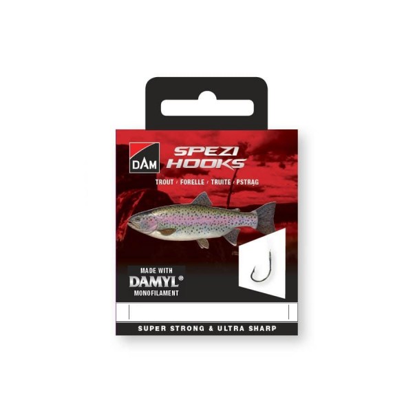 Крючки с поводками на форель DAM SPEZI TROUT №14 / 0.12MM / 1.2KG / 2.5LBS / 180CM / 10PCS