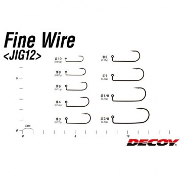 Крючки для джиг-головок Decoy JIG12 Fine Wire №8 (9 шт/уп)