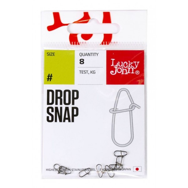 Застежки Lucky John Pro Series DROP SNAP 8шт №0000, 4кг