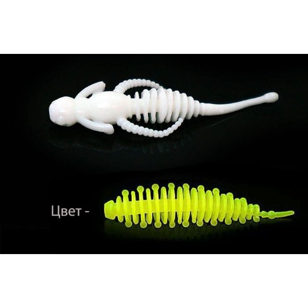 Силиконовая приманка Boroda Baits CALIGULA JR цв. Лимонный, аттр. Сыр, 10 шт./уп.