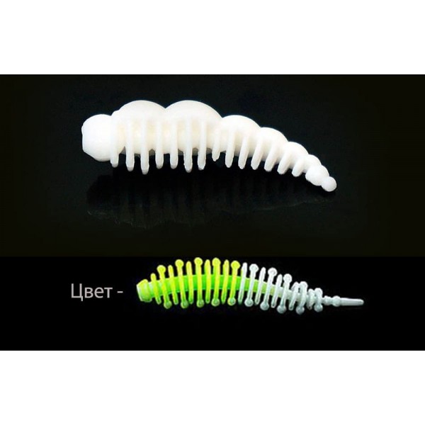 Силиконовая приманка Boroda Baits LARVA XL DC цв. Шартрез/Белый,  аттр. Сыр, 8 шт./уп.