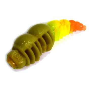 Силиконовая приманка Boroda Baits LARVA DC цв. Фисташка/Лимон/Оранжевый, аттр. Сыр, 12 шт./уп.