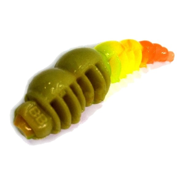 Силиконовая приманка Boroda Baits LARVA DC цв. Фисташка/Лимон/Оранжевый, аттр. Сыр, 12 шт./уп.