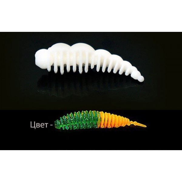 Силиконовая приманка Boroda Baits LARVA XL DC Изумрудный/Оранжевый, аттр. Сыр, 8 шт./уп.