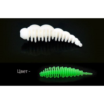 Силиконовая приманка Boroda Baits LARVA XL Бледно-зелёный, Сыр, 8 шт./уп. GLOW - светонакопилка