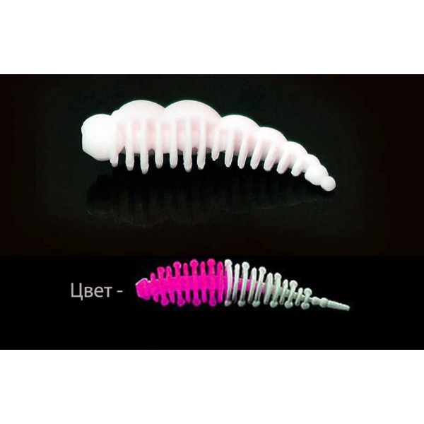 Силиконовая приманка Boroda Baits LARVA DC Маджента/Белый, аттр. Сыр , 12 шт./уп.