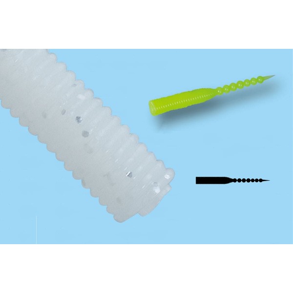 Силикон Major Craft Ajido-Worm Redama 2.0 010 Glow White Silver Lame